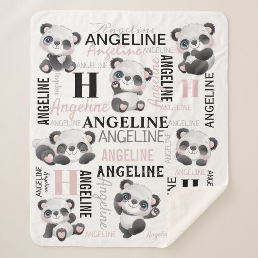 Individuelle Name Niedlich Pandas Sherpa Blanket Sherpadecke (Vorderseite)