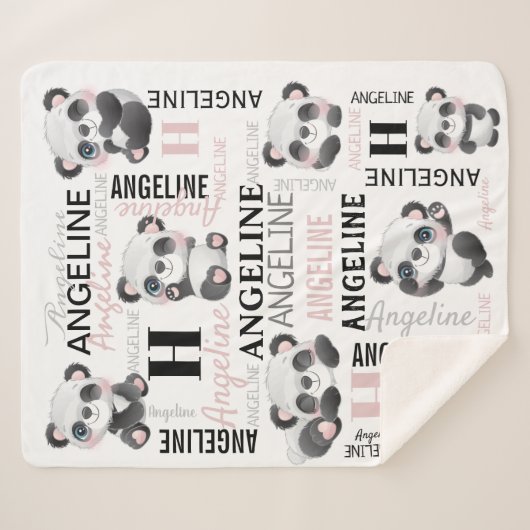Individuelle Name Niedlich Pandas Sherpa Blanket Sherpadecke (Vorderseite (Horizontal))