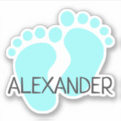 Individuelle Name Niedlich Pastel Blue Baby Feet Z Aufkleber (Vorderseite)