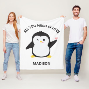 Individuelle Name niedlich Pinguin Fleecedecke
