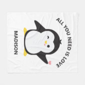 Individuelle Name niedlich Pinguin Fleecedecke (Vorderseite (Horizontal))
