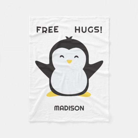 Individuelle Name niedlich Pinguin Fleecedecke (Vorderseite)