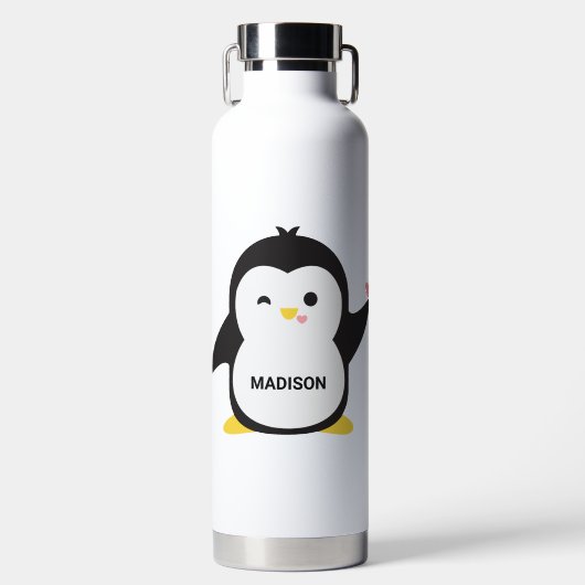 Individuelle Name Niedlich Pinguin Trinkflasche (Vorderseite)