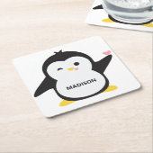 Individuelle Name niedlich Pinguin Untersetzer (angewinkelt)
