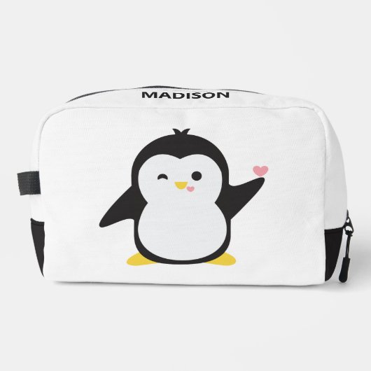 Individuelle Name niedlich Pinguin Waschbeutel (Vorderseite)