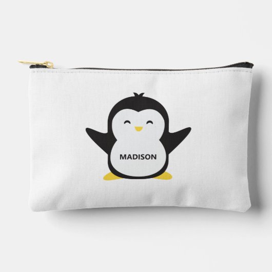 Individuelle Name niedlich Pinguin Zubehörtasche (Vorderseite)
