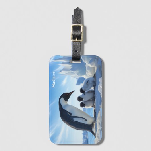 Individuelle Name Niedlich Pinguine Gepäckanhänger (Vorderseite Vertikal)