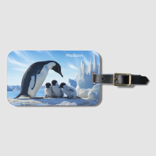 Individuelle Name Niedlich Pinguine Gepäckanhänger (Vorderseite (Horizontal))