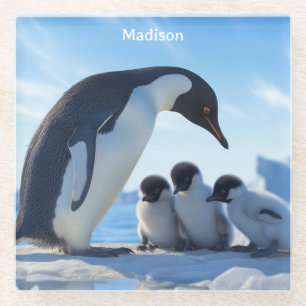 Individuelle Name Niedlich Pinguine Glasuntersetzer
