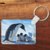 Individuelle Name Niedlich Pinguine Schlüsselanhänger (Vorderseite)