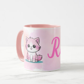 Individuelle Name Niedlich Pink Cat Girls Wasserfa Tasse