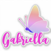 Individuelle Name Niedlich Rainbow Butterfly Grafi Aufkleber (Vorderseite)