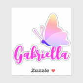 Individuelle Name Niedlich Rainbow Butterfly Grafi Aufkleber (Blatt)