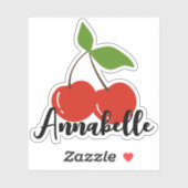 Individuelle Name Niedlich Red Cherries Cherry Gra Aufkleber (Blatt)