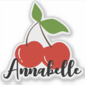 Individuelle Name Niedlich Red Cherries Cherry Gra Aufkleber (Vorderseite)
