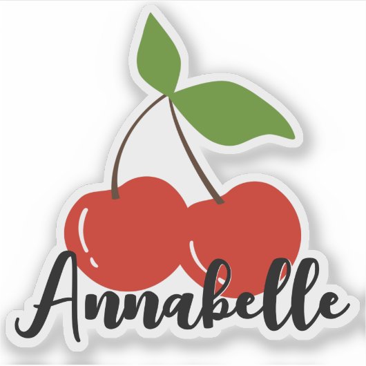 Individuelle Name Niedlich Red Cherries Cherry Gra Aufkleber (Vorderseite)