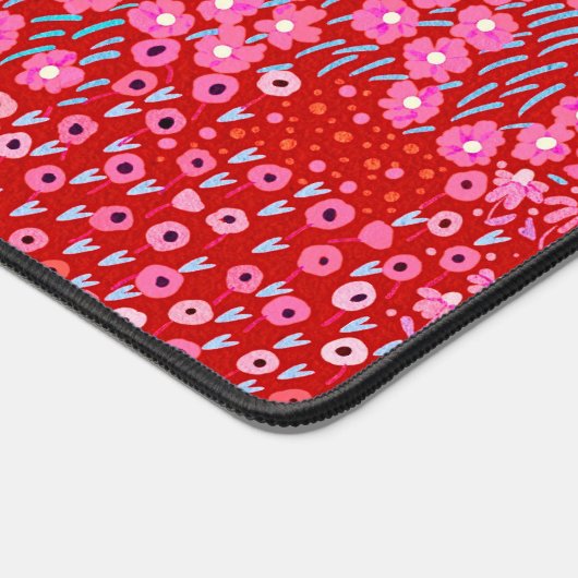 Individuelle Name Niedlich Red Pink Floral Zuhause Schreibtischunterlage (Ecke)