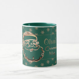Individuelle Name Niedlich Santa Green Weihnachten Tasse