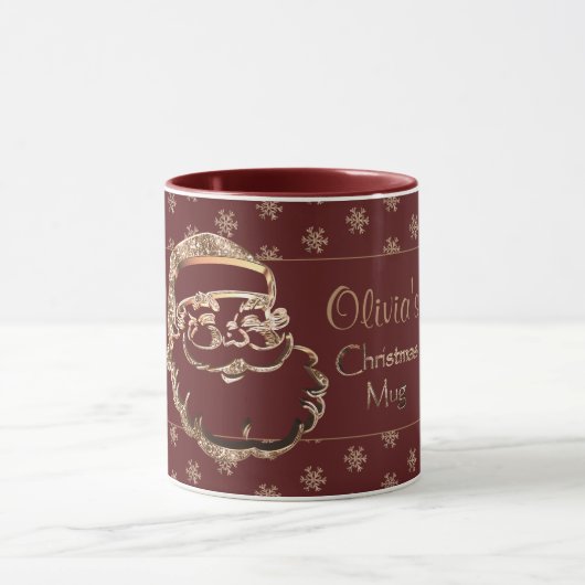 individuelle Name Niedlich Santa Red Maroon Gold W Tasse (Zentrum)