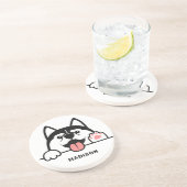 Individuelle Name Niedlich Siberischer Husky Getränkeuntersetzer (Seite)
