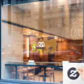 Individuelle Name Niedlich Sloth Fensteraufkleber (Café-Fenster)