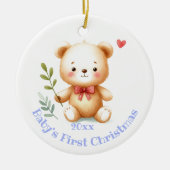 Individuelle Name Niedlich Teddy Bären Tierart Keramik Ornament (Vorne)