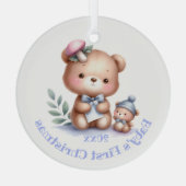 Individuelle Name Niedlich Teddy Bären Tierart Ornament Aus Glas (Rückseite)