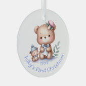 Individuelle Name Niedlich Teddy Bären Tierart Ornament Aus Glas (Vorderseite Rechts)