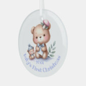 Individuelle Name Niedlich Teddy Bären Tierart Ornament Aus Glas (Vorderseite links)