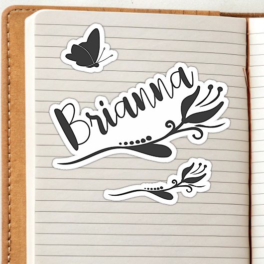 Individuelle Name Niedlich Tulip Blume und Schmett Aufkleber