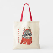 Individuelle Name Niedlich Weihnachtsfeiertag Tragetasche (Rückseite)