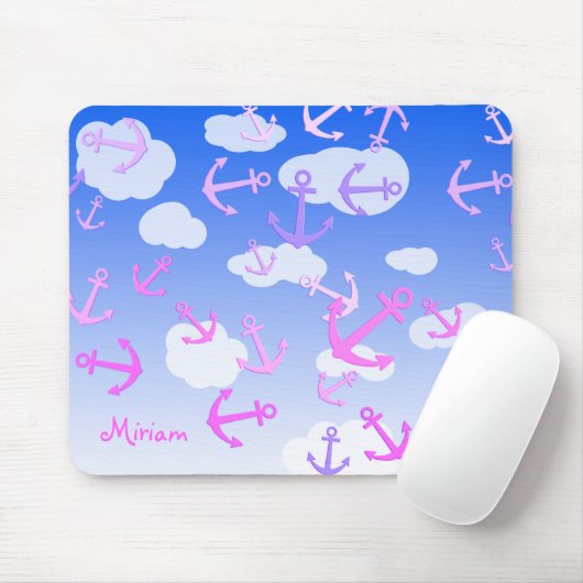 Individuelle Name, Niedliche Anker, Pastellfarben Mousepad (Mit Mouse)