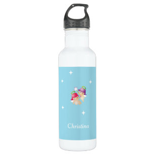 Individuelle Name niedliche Engel auf blau Edelstahlflasche