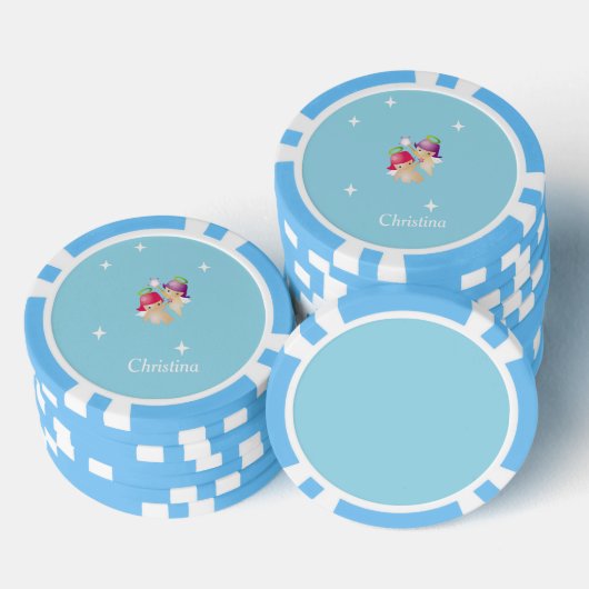 Individuelle Name niedliche Engel auf blau Pokerchips (Stapel)