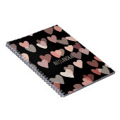 Individuelle Name niedliche Herzen Schwarz Rosa Notizblock (Rechte Seite)