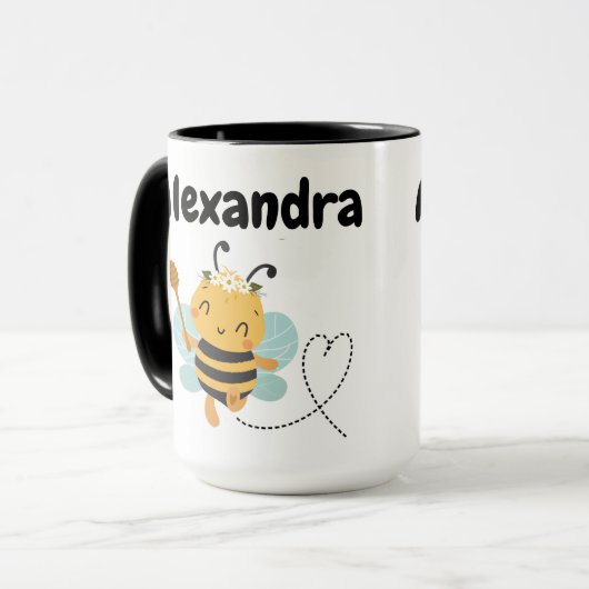 Individuelle Name niedliche Hummel Tasse (Vorderseite Links)