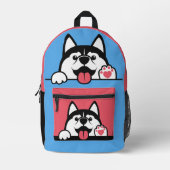 Individuelle Name Niedliche Huskies Bedruckter Rucksack (Vorderseite)