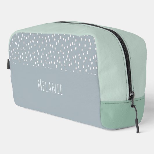 Individuelle Name, niedliche, moderne graue Flecke Waschbeutel (Rechte Ecke)