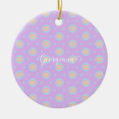 Individuelle Name Niedliche Pastell Rainbow Bullse Keramik Ornament (Vorne)