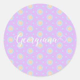 Individuelle Name Niedliche Pastell Rainbow Bullse Runder Aufkleber