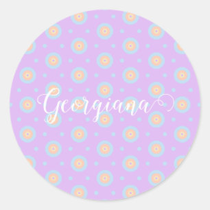 Individuelle Name Niedliche Pastell Rainbow Bullse Runder Aufkleber