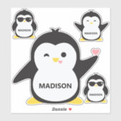 Individuelle Name Niedliche Pinguin-Aufkleber Aufkleber (Blatt)
