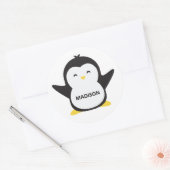 Individuelle Name niedliche Pinguin-Aufkleber Runder Aufkleber (Umschlag)