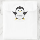 Individuelle Name niedliche Pinguin-Aufkleber Runder Aufkleber (Tasche)