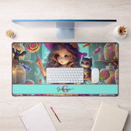 Individuelle Name Niedliche Whimsical HexenHallowe Schreibtischunterlage