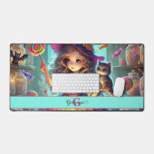 Individuelle Name Niedliche Whimsical HexenHallowe Schreibtischunterlage (Tastatur & Maus)