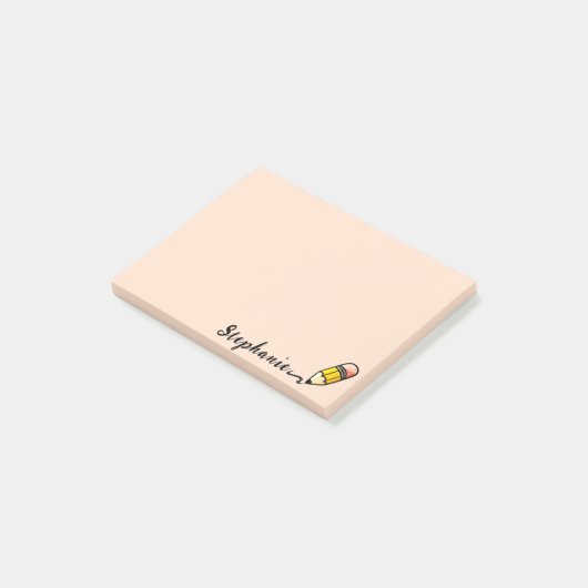 Individuelle Name Niedlicher Bleistift zurück zur Post-it Klebezettel (angewinkelt)