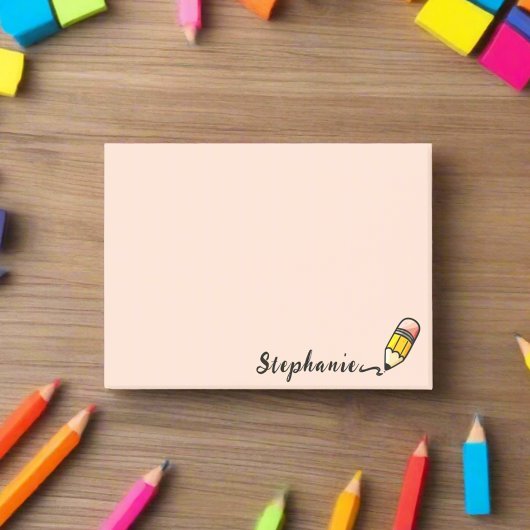 Individuelle Name Niedlicher Bleistift zurück zur Post-it Klebezettel