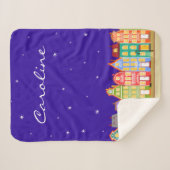 Individuelle Name Niedlicher Cartoon Nachtstadt Sh Sherpadecke (Vorderseite (Horizontal))