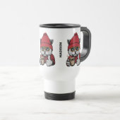 Individuelle Name Niedlicher Kaffee Chat Reisebecher (VorderseiteRechts)